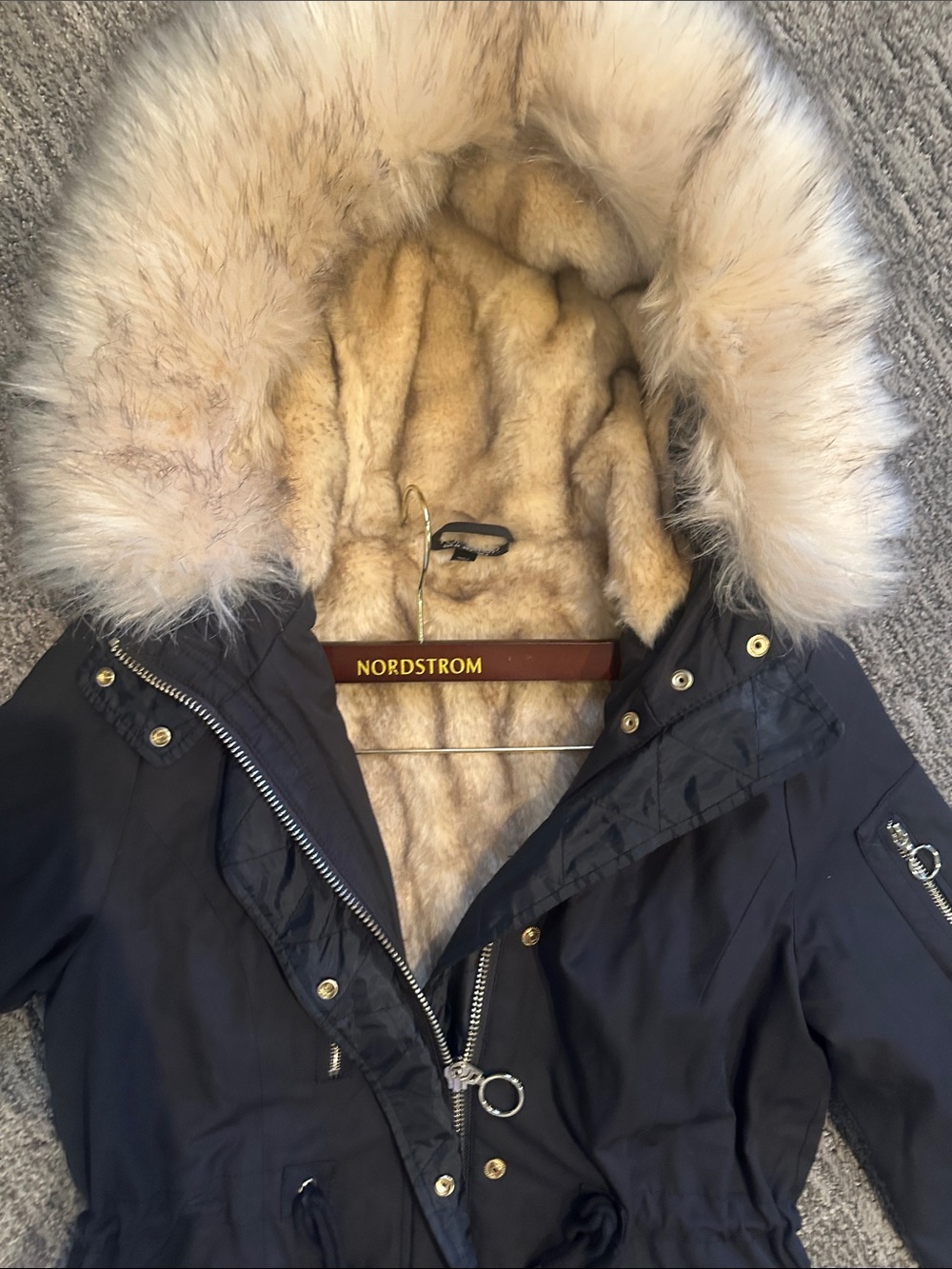 Top Shop Nordstrom Brand Faux Fur Hooded Parka